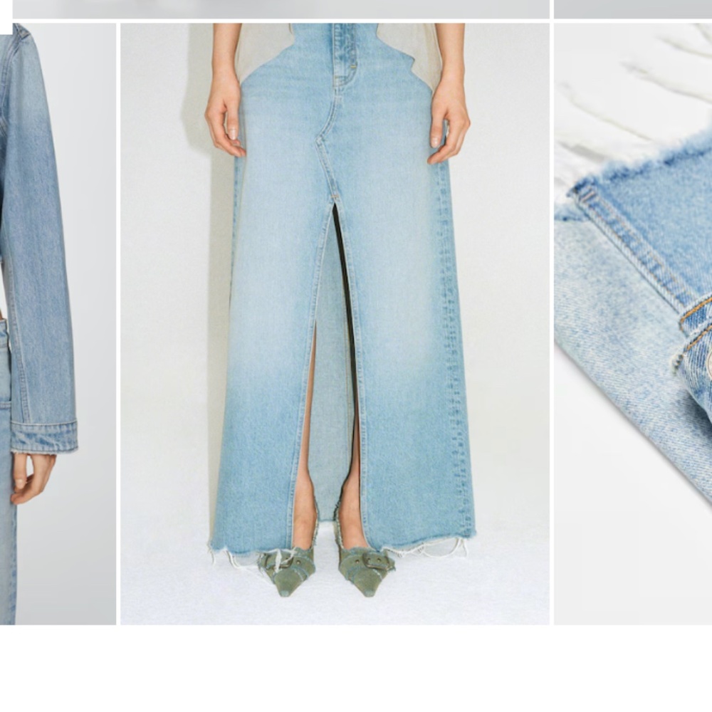 Mango denim skirt with frayed hem - XL